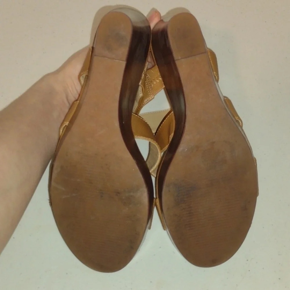 14th & Union Narissa Slingback Wedge Sandal Cognac Brown Women’s Shoes  size 7.5